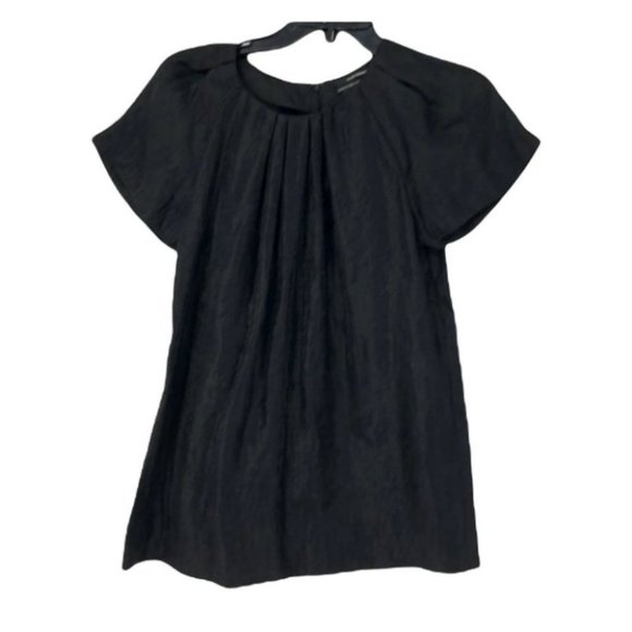 Club Monaco crepe black pleated scoop neck short sleeve blouse XS - Picture 1 of 12